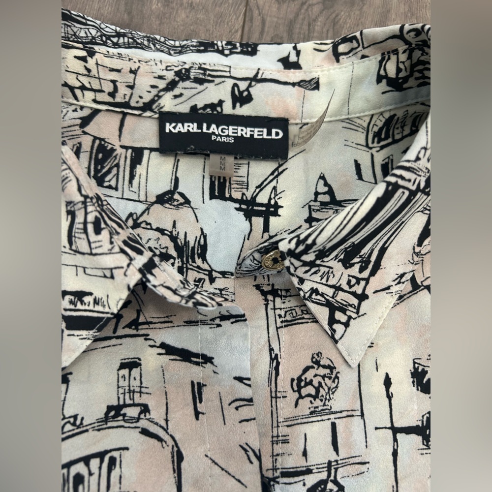 Karl Lagerfeld Paris Blouse with Gold Accents - Picture 4 of 6